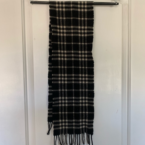 Burberry Accessories - Burberry Black Cashmere Plaid Scarf
